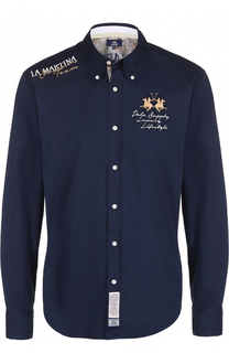 Хлопковая рубашка с воротником button down La Martina