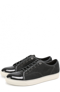 Замшевые кеды с кожаным мысом Lanvin