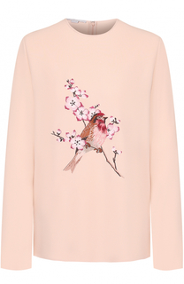 Топ прямого кроя с длинным рукавом и контрастной вышивкой Stella McCartney