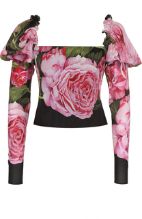 Корсет с длинными шелковыми рукавами и цветочным принтом Dolce &amp; Gabbana