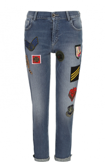 Укороченные джинсы с контрастными нашивками и отворотами Mr&amp;Mrs Italy