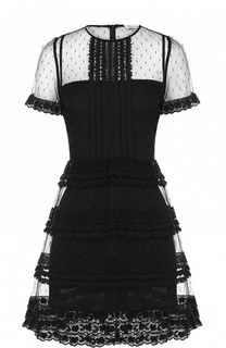 Приталенное кружевное мини-платье с коротким рукавом REDVALENTINO