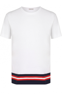 Хлопковая футболка с контрастной отделкой Moncler