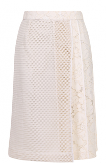 Кружевная юбка А-силуэта с перфорированной вставкой Tara Jarmon