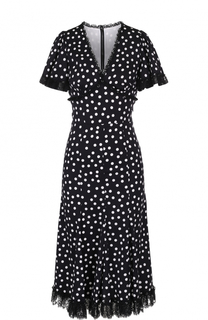 Приталенное платье в горох с кружевной отделкой Dolce &amp; Gabbana