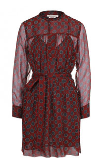 Шелковое мини-платье с поясом и круглым вырезом Isabel Marant Etoile