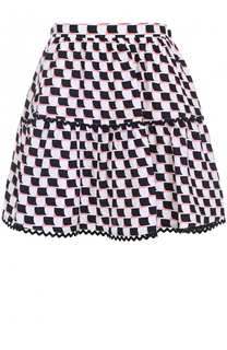 Шелковая мини-юбка с контрастным принтом Kenzo