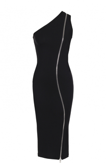 Платье-футляр с декоративной молнией и открытым плечом Givenchy