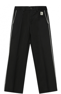Хлопковые брюки прямого кроя с контрастной отделкой Dolce &amp; Gabbana
