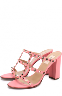 Кожаные босоножки Rockstud на устойчивом каблуке Valentino