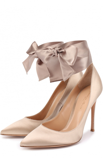 Атласные туфли Gala с лентами на щиколотке Gianvito Rossi