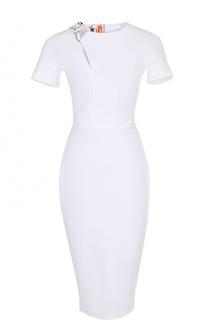 Платье-футляр с коротким рукавом и декоративной отделкой Victoria Beckham