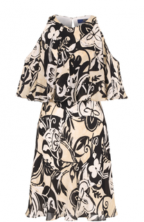 Шелковое платье с открытыми плечами и оборкой Polo Ralph Lauren