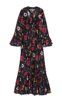 Платье-макси с цветочным принтом и воротником аскот MCQ
