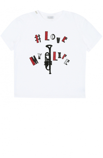 Хлопковая футболка с аппликациями Dolce &amp; Gabbana