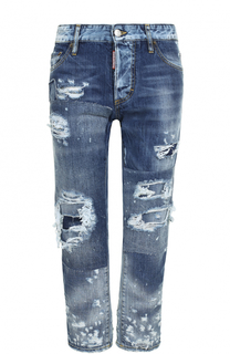 Укороченные джинсы прямого кроя с потертостями Dsquared2