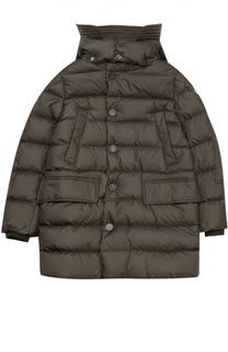 Стеганый пуховик с капюшоном и манжетами Moncler Enfant