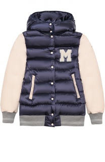 Стеганый пуховик на кнопках с капюшоном Moncler Enfant