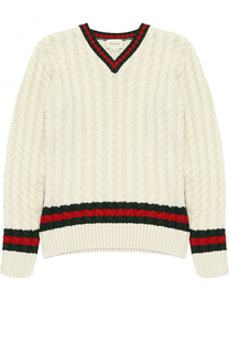 Пуловер фактурной вязки с контрастной отделкой Gucci