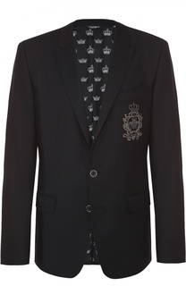 Шерстяной однобортный пиджак с вышивкой Dolce & Gabbana