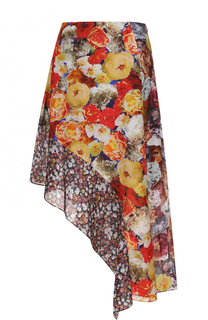 Шелковая юбка асимметричного кроя с цветочным принтом Acne Studios