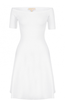 Буклированное приталенное платье с открытыми плечами MICHAEL Michael Kors
