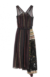 Шелковое платье асимметричного кроя с принтом No. 21
