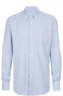 Хлопковая рубашка с воротником button down Brioni