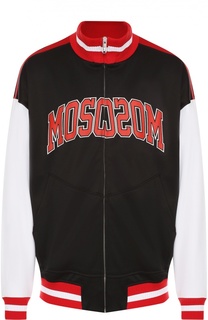 Хлопковая толстовка на молнии с воротником-стойкой Moschino