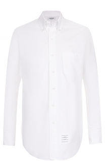 Хлопковая рубашка с воротником button down Thom Browne