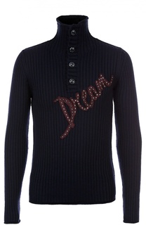 Шерстяной свитер фактурной вязки с аппликацией Dolce &amp; Gabbana