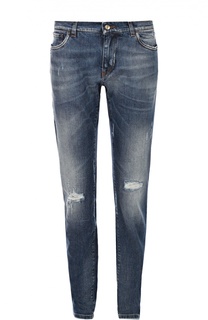Зауженные джинсы с потертостями и вышивкой Dolce &amp; Gabbana