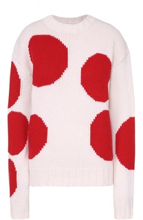 Пуловер прямого кроя с контрастным принтом и круглым вырезом MSGM