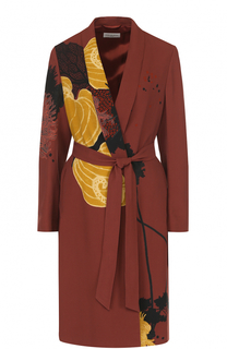 Пальто с цветочным принтом и поясом Dries Van Noten