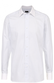 Хлопковая сорочка с итальянским воротником Ermenegildo Zegna