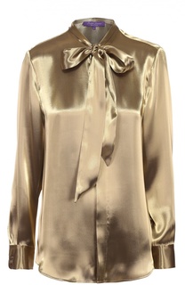 Блуза с металлизированной отделкой и воротником аскот Ralph Lauren