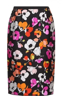 Шелковая юбка-карандаш с цветочным принтом Oscar de la Renta