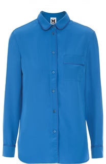 Шелковая блуза прямого кроя с накладным карманом M Missoni