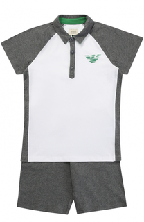 Комплект из хлопковой футболки и шорт с логотипом бренда Giorgio Armani