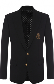 Шерстяной однобортный пиджак с вышивкой Dolce & Gabbana