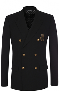 Шерстяной двубортный пиджак с вышивкой Dolce & Gabbana