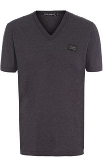 Хлопковая футболка с V-образным вырезом Dolce & Gabbana