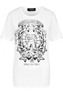 Хлопковая футболка с контрастным принтом Dsquared2