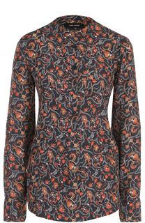 Шелковая блуза с воротником-стойкой и цветочным принтом Isabel Marant