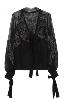 Кружевная полупрозрачная блуза с пайетками Elie Saab