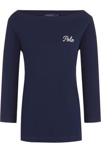 Лонгслив с вырезом-лодочка и контрастной вышивкой Polo Ralph Lauren