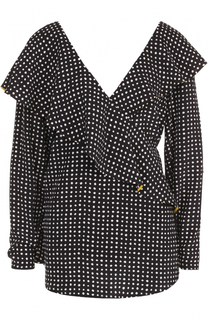 Шелковая блуза в горох с оборками Diane Von Furstenberg