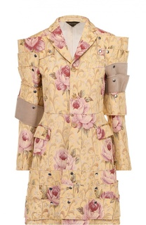 Приталенное пальто с декоративной отделкой и цветочным принтом Comme des Garcons