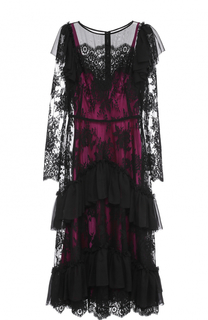 Кружевное платье-миди с оборками Dolce &amp; Gabbana