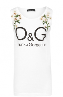 Удлиненный топ с фактурной цветочной отделкой Dolce &amp; Gabbana